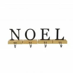 Northlight Set Of 4 Brown And Black "NOEL" Christmas Stocking Holder 6"
