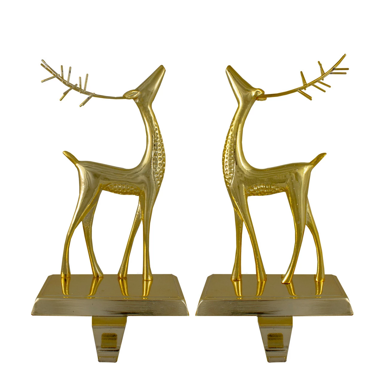 Northlight Set Of 2 Gold Standing Reindeer Christmas Stocking Holders 9.75" 1 Northlight Set Of 2 Gold Standing Reindeer Christmas Stocking Holders 9.75"