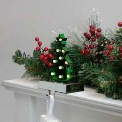 Northlight Shiny Green LED Lighted Christmas Tree Stocking Holder 7" 5 Northlight Shiny Green LED Lighted Christmas Tree Stocking Holder 7" -Northlight Shop northlight wy92562 style 75949.1661885808