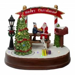 Northlight 8" Lighted Winter Christmas Scene With Music And A Turning Tree