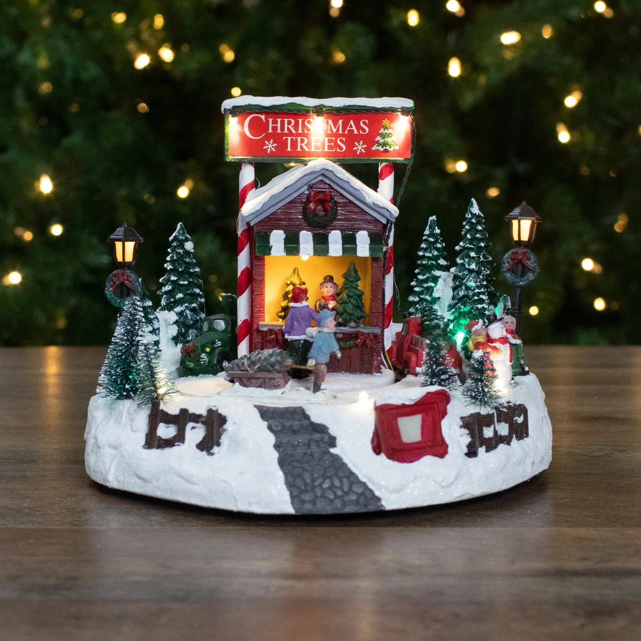Northlight 9" Lighted And Animated Christmas Tree Farm Winter Scene With Moving Cars - Image 2