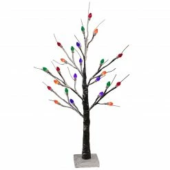 Northlight 24" LED Lighted Black Frosted Artificial Christmas Tree - Multi-Color Lights