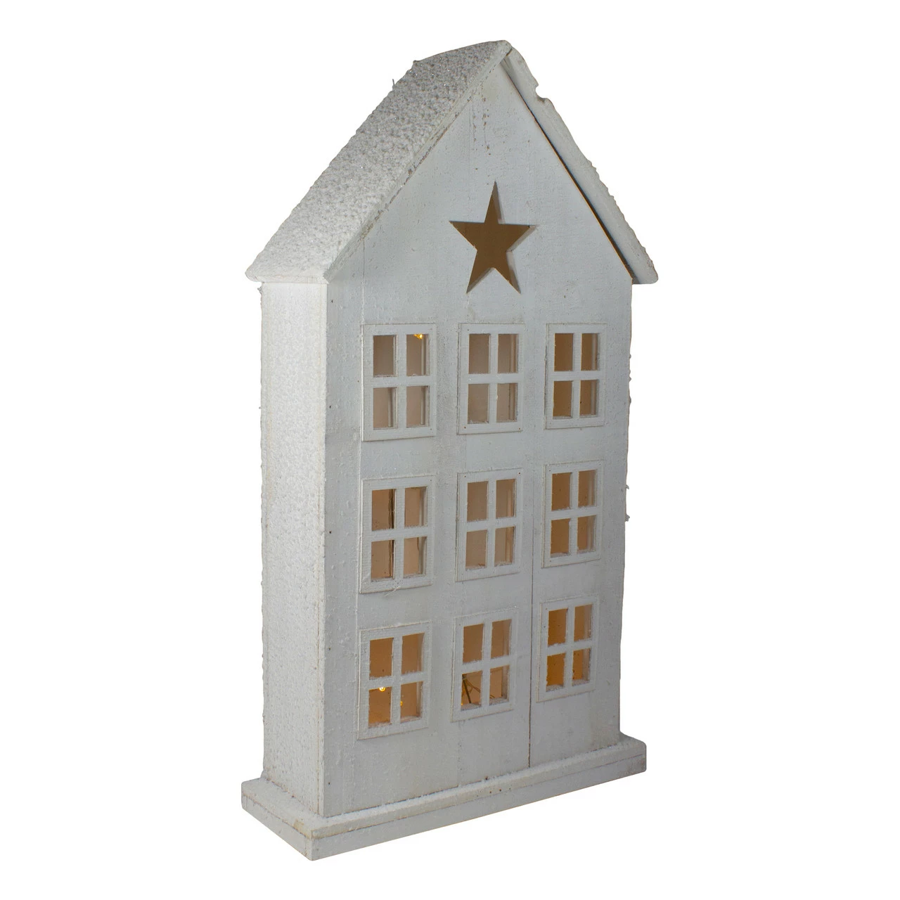 Northlight 30" Snow-Covered Rustic White Wooden House Christmas Tabletop - Image 3