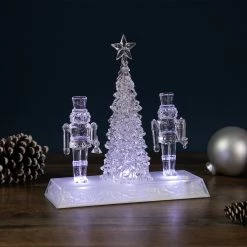 Alternative view of Northlight 9" LED Lighted Icy Crystal Nutcracker And Christmas Tree Decoration