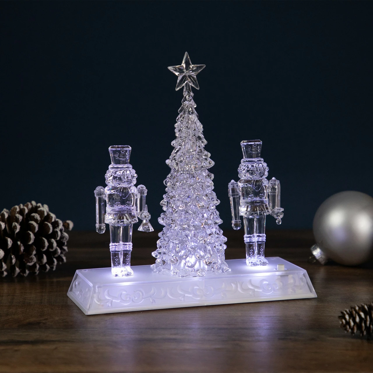 Northlight 9" LED Lighted Icy Crystal Nutcracker And Christmas Tree Decoration 2 Northlight 9" LED Lighted Icy Crystal Nutcracker And Christmas Tree Decoration - Image 2