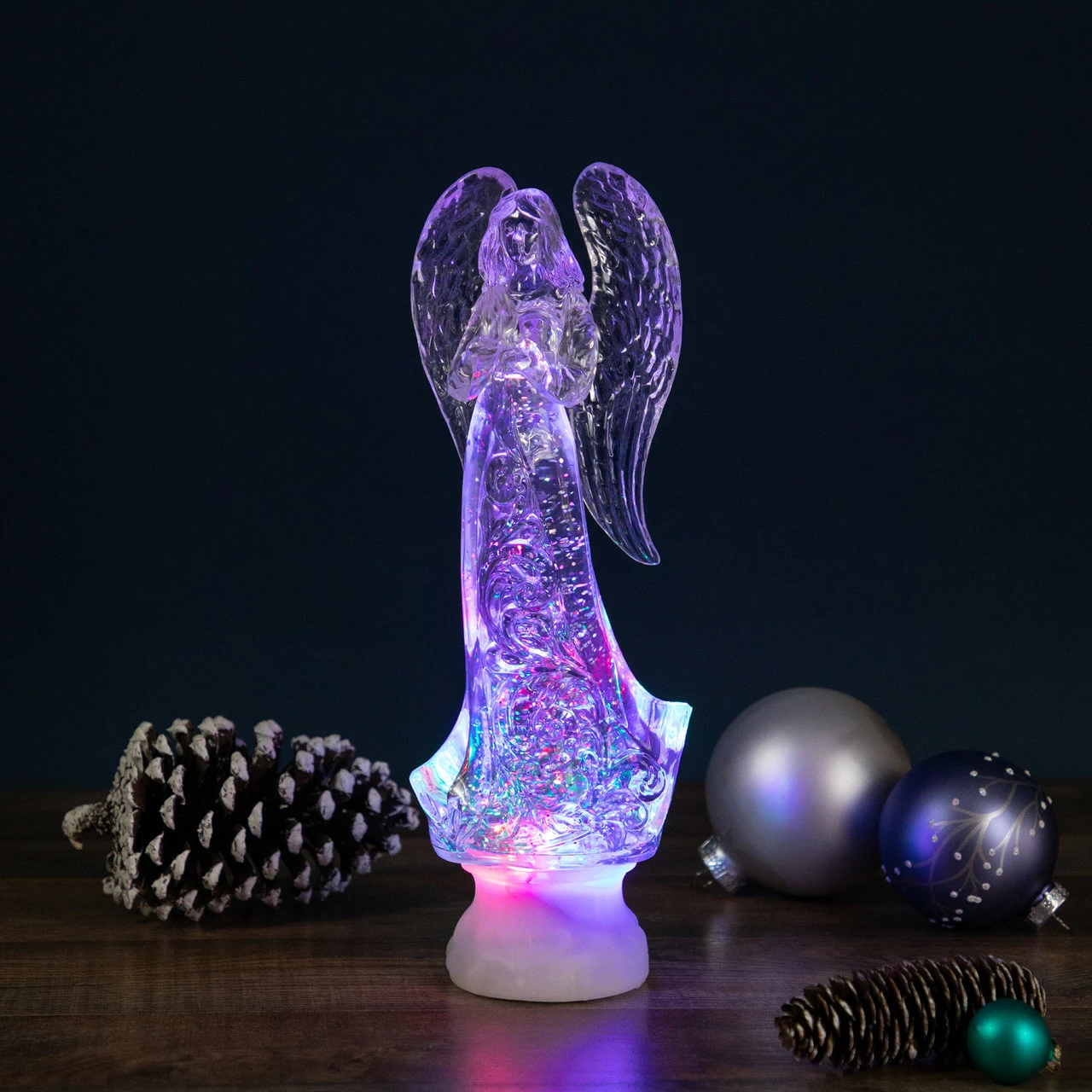 Northlight 11" LED Lighted Icy Crystal Glitter Snow Globe Angel Christmas Figure - Image 2
