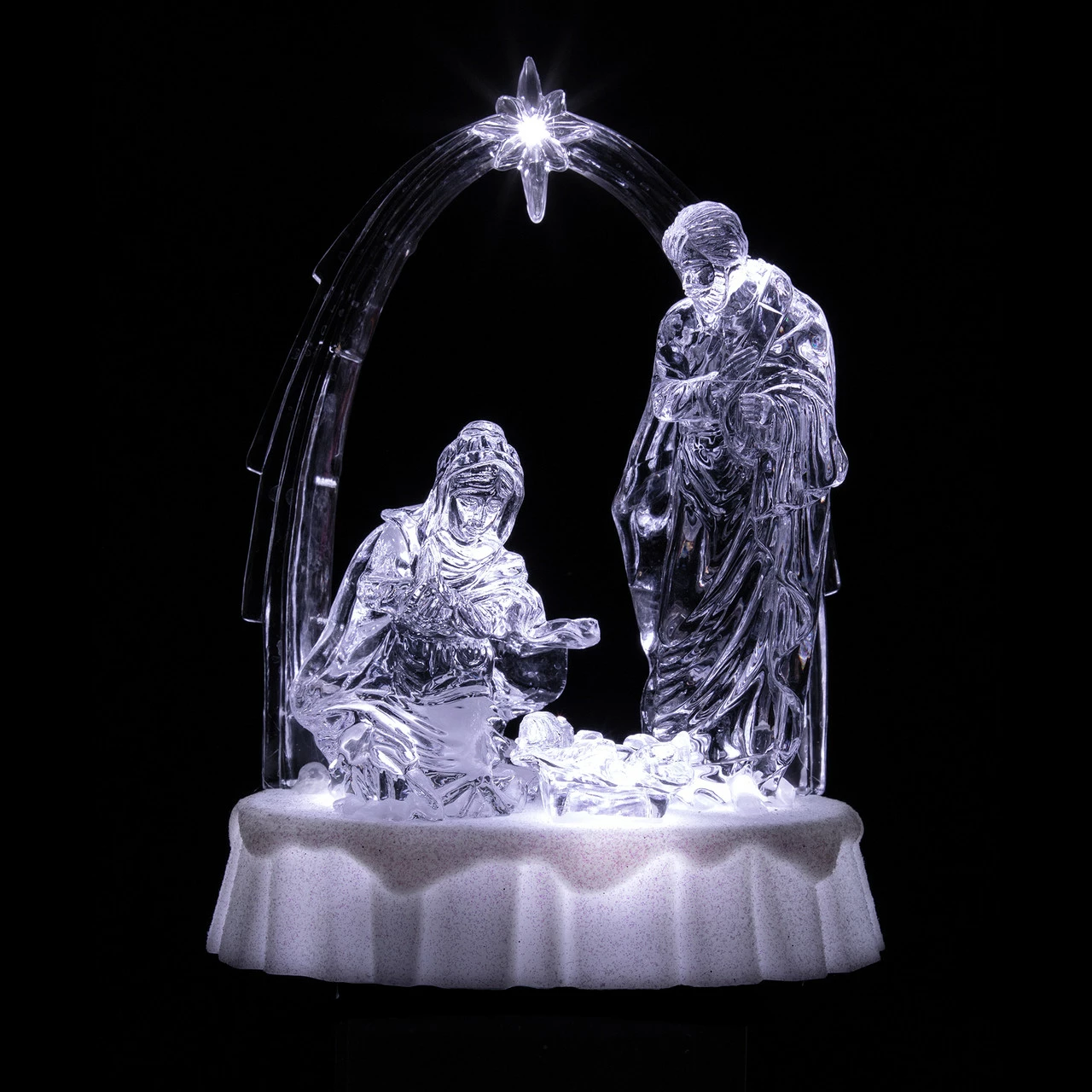 Northlight 7" LED Lighted Musical Icy Crystal Nativity Scene Christmas Decoration - Image 3