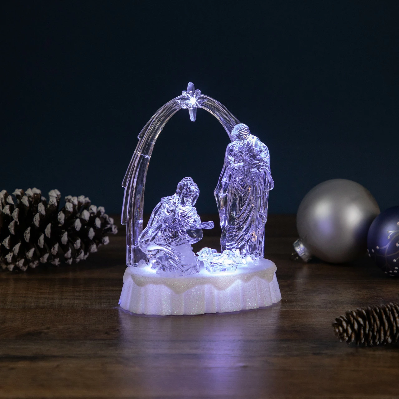 Northlight 7" LED Lighted Musical Icy Crystal Nativity Scene Christmas Decoration - Image 2