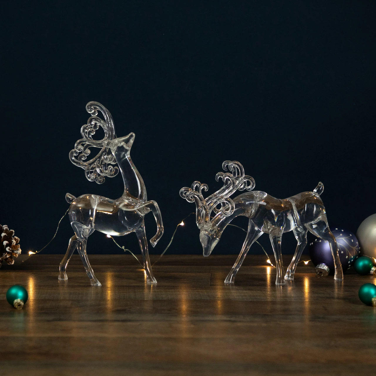 Northlight Set Of 2 Clear Standing Reindeer Christmas Figurines, 9.25-Inch - Image 2