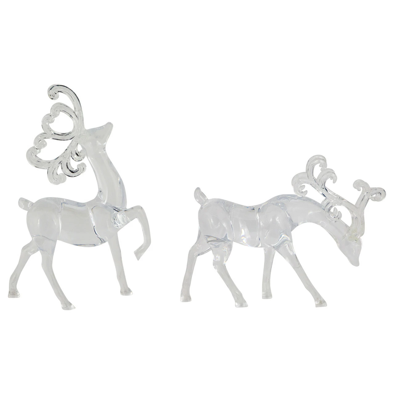 Northlight Set Of 2 Clear Standing Reindeer Christmas Figurines, 9.25-Inch