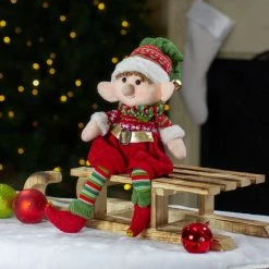 Alternative view of Northlight 15" Red And Green Plush Jingle Bell Boy Elf Christmas Figure