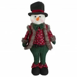 Northlight 25" Red And Green Jolly Plush Boy Snowman Christmas Figure