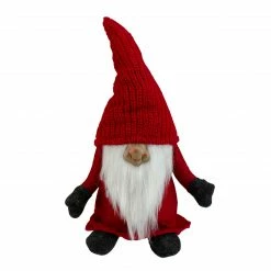 Northlight 13.5" Red And Gray Portly Smiling Man Gnome Table Top Christmas Figure