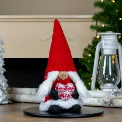 Alternative view of Northlight 13.5" Red And Gray Smiling Woman Christmas Gnome Tabletop Figure