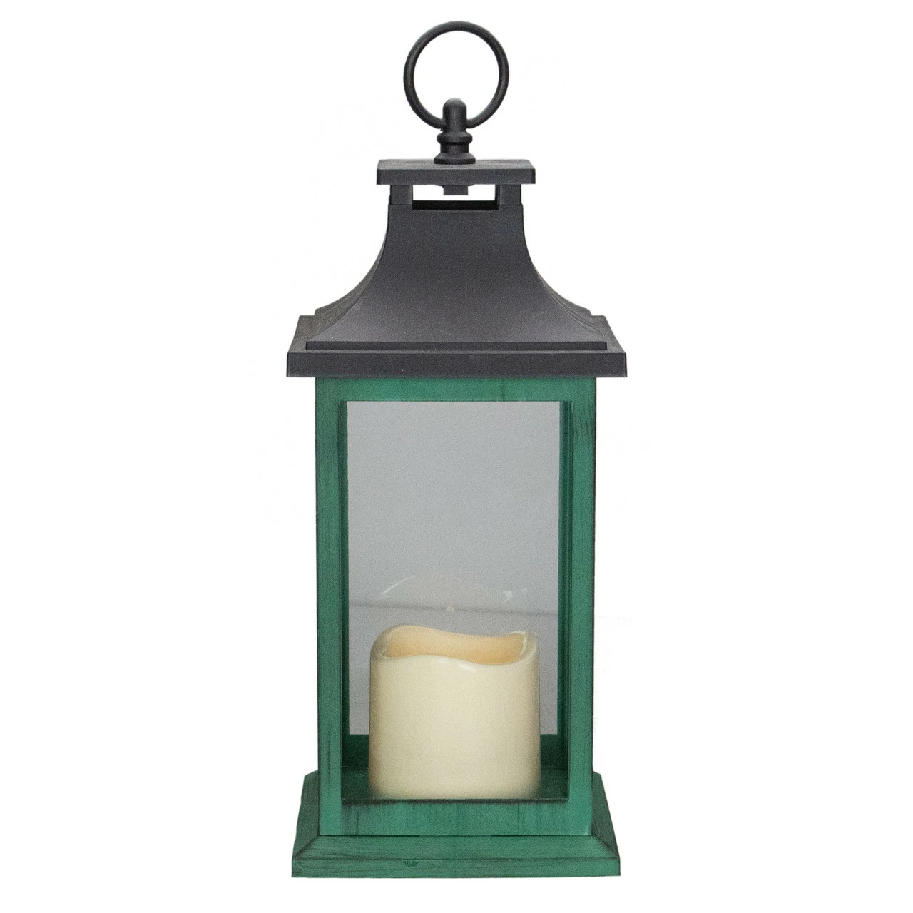 Northlight 12" Green And Black LED Candle With Christmas Tree Tabletop Lantern - Image 5