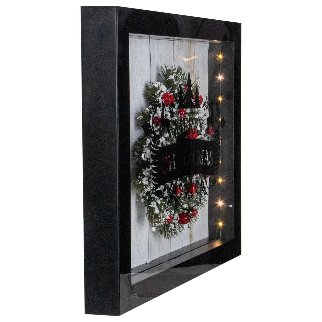 Northlight 14" Black Framed 3D "Merry Christmas" LED Christmas Box Decor 3 Northlight 14" Black Framed 3D "Merry Christmas" LED Christmas Box Decor - Image 3