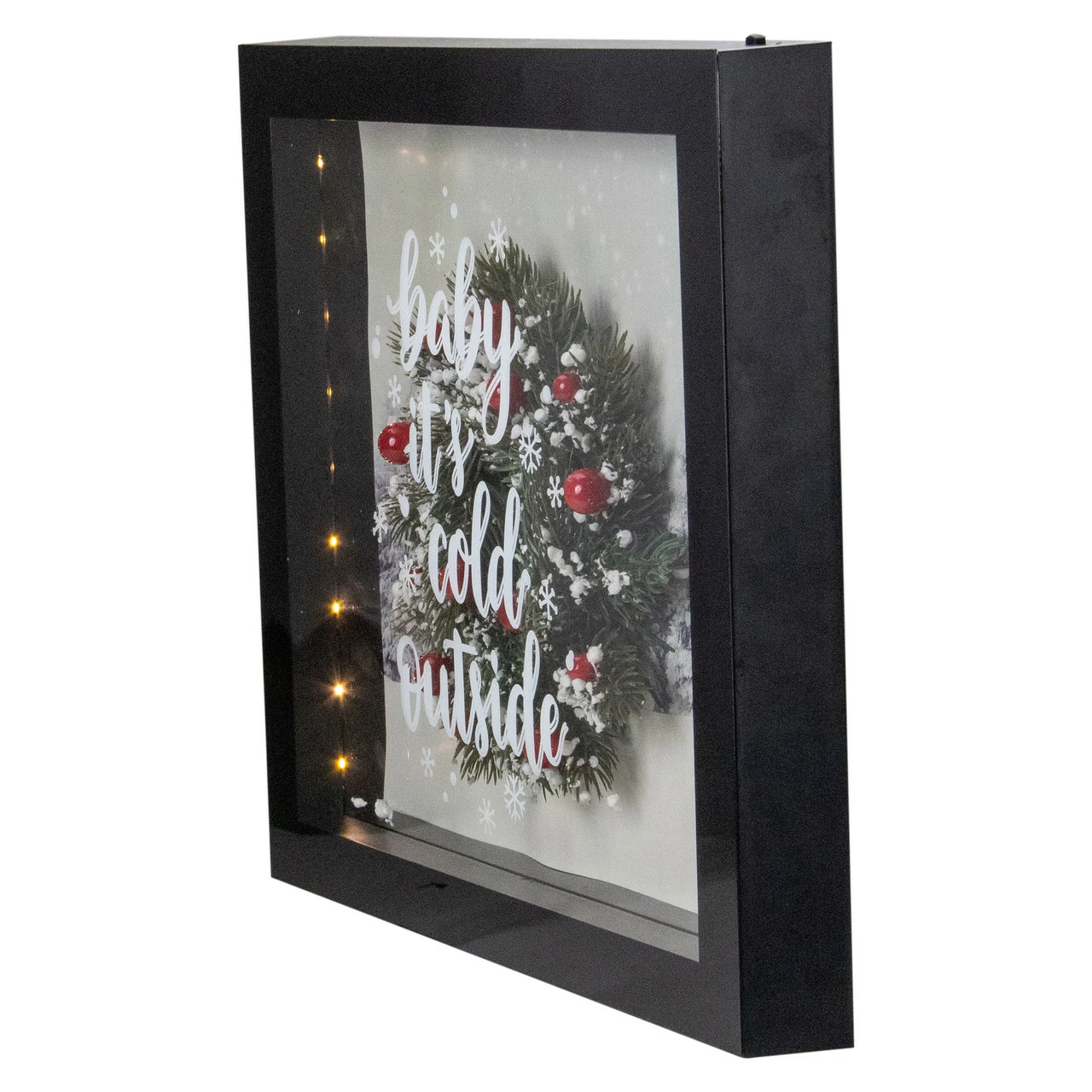 Northlight 14" Black Framed 3D "Baby It's Cold Outside" Christmas LED Decor Box - Image 4
