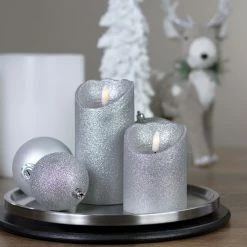 Alternative view of Northlight 4" LED Silver Glitter Flameless Christmas Decor Candle