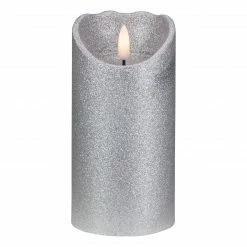 Northlight 6" LED Silver Glitter Flameless Christmas Décor Candle