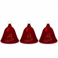 Northlight Set Of 3 Musical Lighted Red Bells Christmas Decorations, 6.5"
