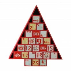 Northlight 14.5" Red And White Christmas Tree Advent Calendar Decor