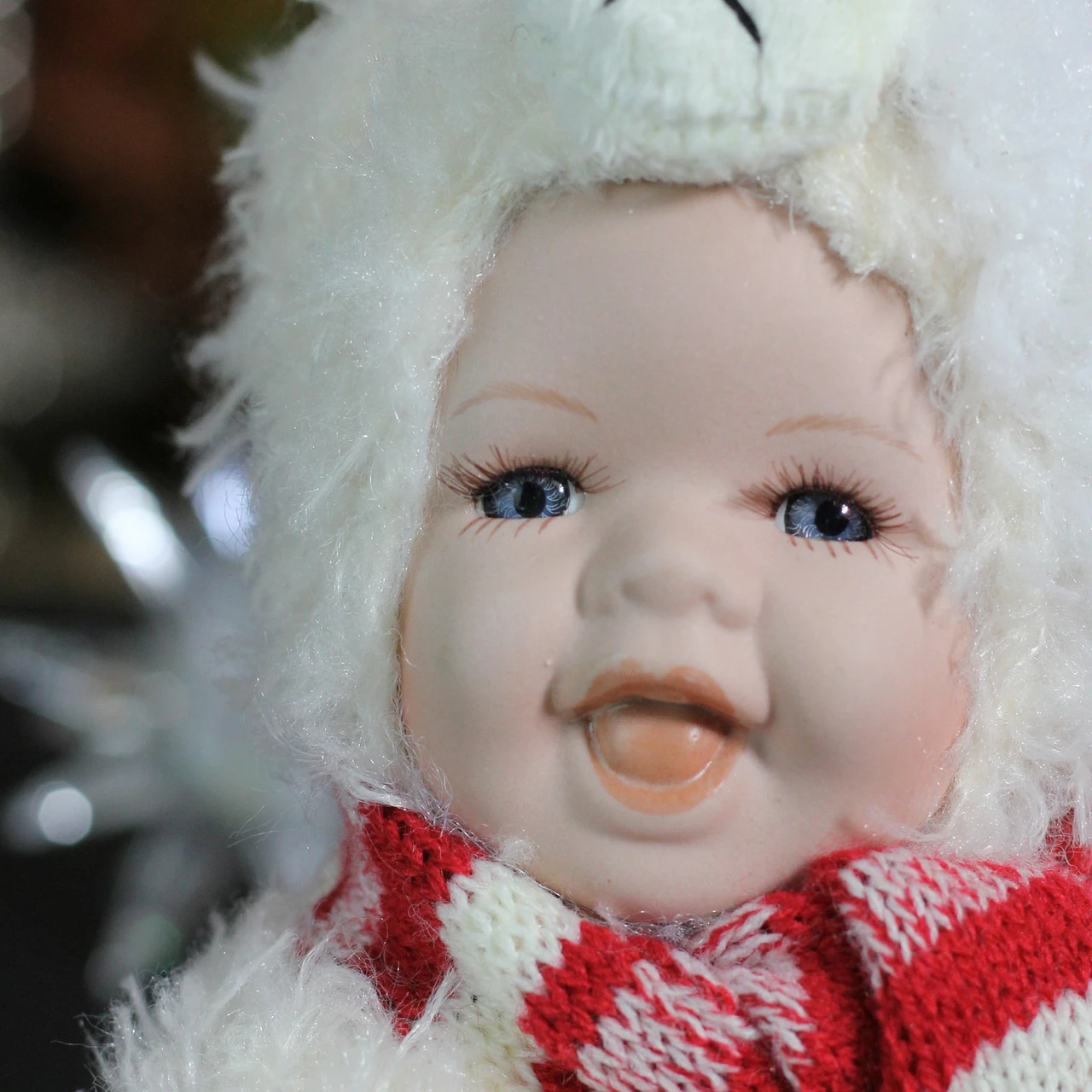 Northlight 5.75" White And Red Baby In Polar Bear Costume With Santa Hat Collectible Christmas Doll - Image 3
