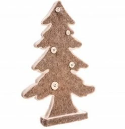Allstate 12" Beige And White Buttoned Christmas Tree Tabletop Decor