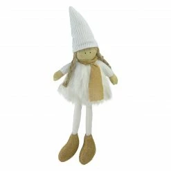Northlight 13" Gold And White Standing Girl With Hat Tabletop Decoration