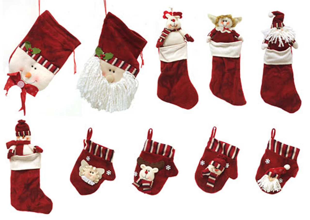 CMI Pack Of 10 Red Christmas Stocking And Gift Bag Set 14.5" 2 CMI Pack Of 10 Red Christmas Stocking And Gift Bag Set 14.5" - Image 2