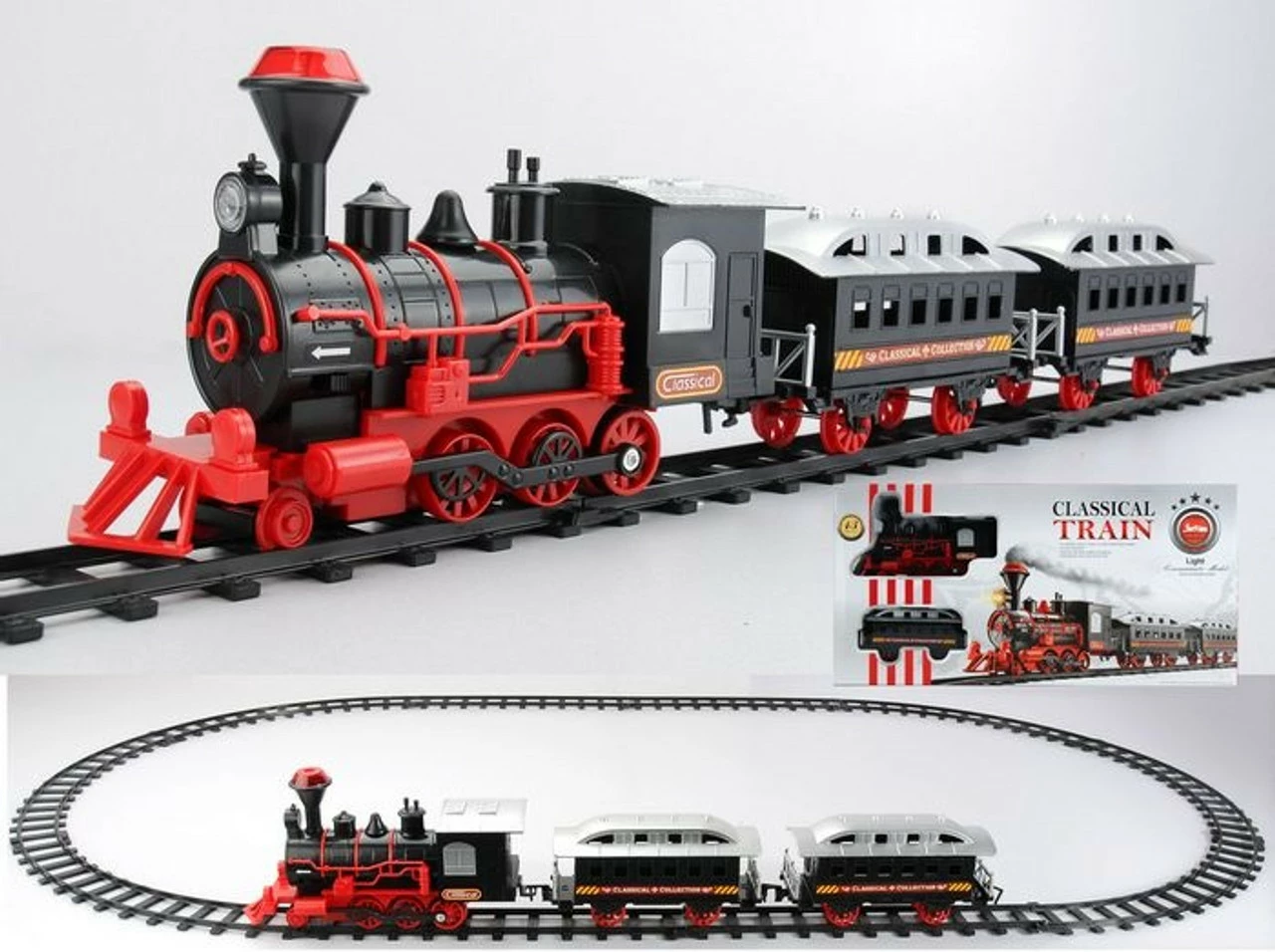 Northlight 13-Piece Red And Black Battery Operated Lighted And Animated Train Set With Sound - Image 4