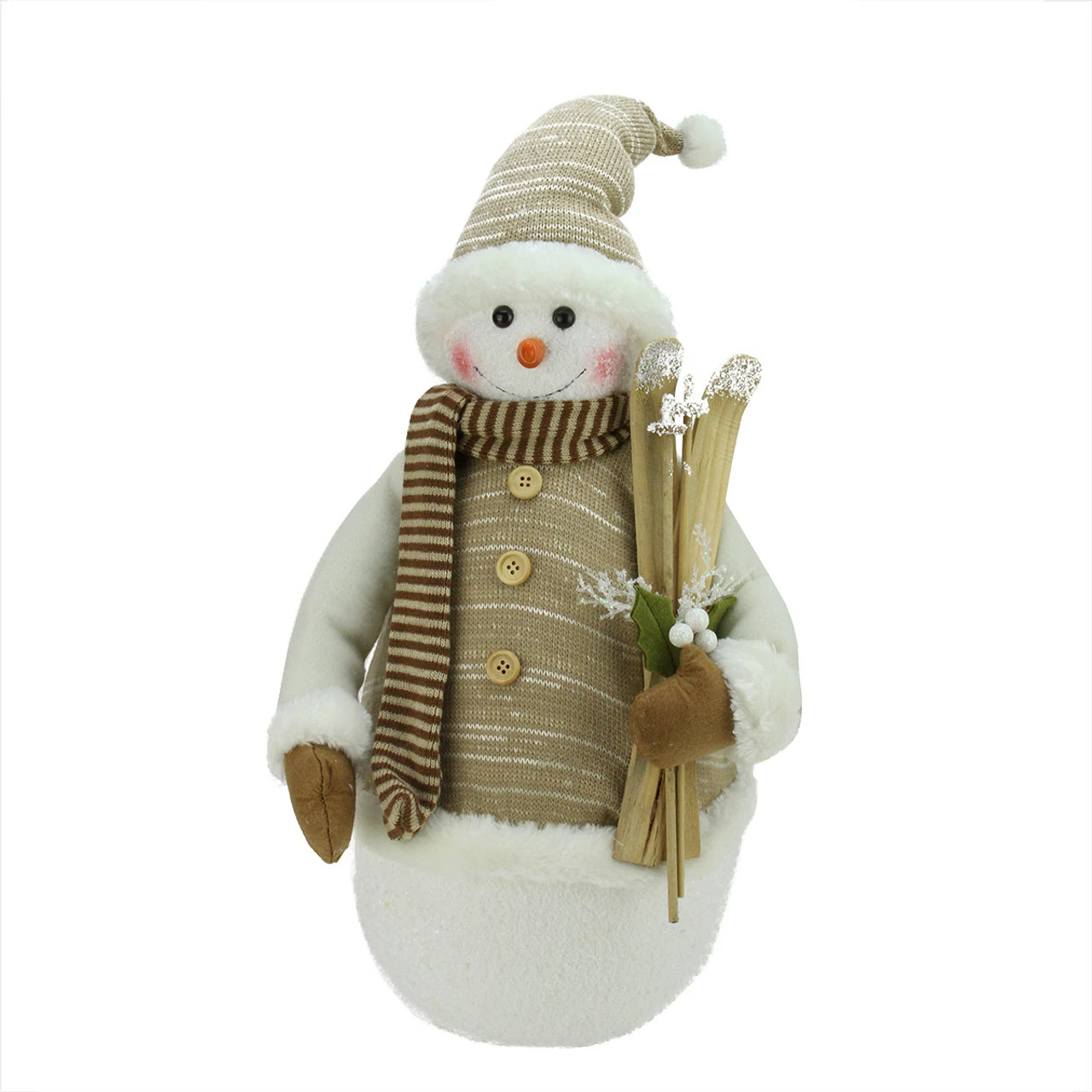 Northlight 20" White Snowman With Skies And Mistletoe Christmas Tabletop Figurine 1 Northlight 20" White Snowman With Skies And Mistletoe Christmas Tabletop Figurine