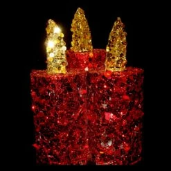 Alternative view of PENN 9" Red And Gold Flameless Sequin LED Lighted Christmas Pillar Candle Tabletop Decor