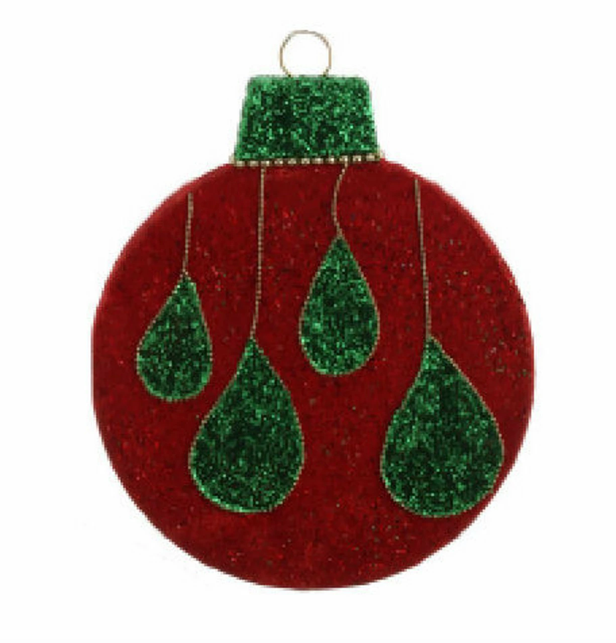 Raz 12" Shimmering Drops Red Flat Christmas Ornament Decoration