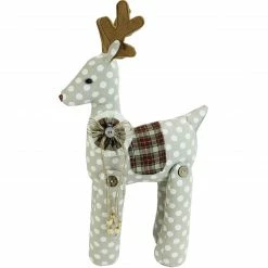 Northlight 20" White And Brown Polka Dot Reindeer Christmas Tabletop Decor