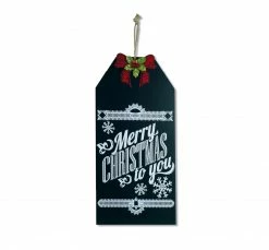 Diva At Home 19.25" Merry Christmas To You Hanging Chalkboard Sign With Bow Christmas Decoration