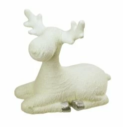 Northlight 14" Creamy White And Silver Sitting Christmas Moose Table Top Figure
