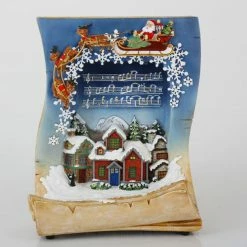 Sterling International Inc 10" Blue And Beige LED Lighted Musical Holiday Village Book Christmas Tabletop Decor