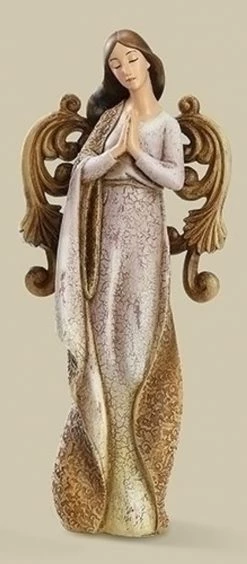 Roman 9.75" Brown And Purple Ornate Weathered Angel Christmas Tabletop Figurine
