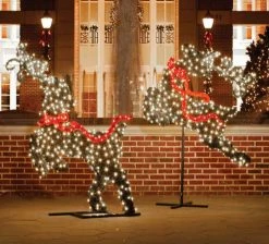 GKI/Bethlehem Lighting 68' Green And Red LED Lighted Leaping Reindeer Topiary Christmas Outdoor Decor
