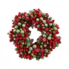 Raz 4" Frosted Red And Green Holly And Berries Christmas Votive Candle Ring