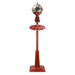 Northlight 69" Lighted Red And Gold Musical Snowing Christmas Tree Round Street Lamp