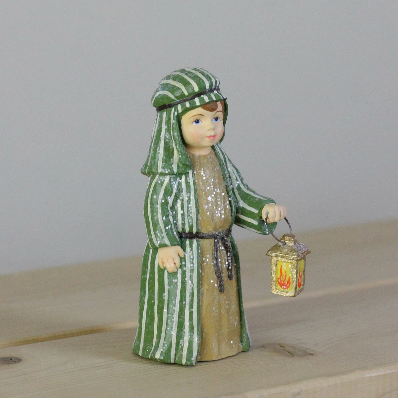 CC Home Furnishings 4.75" Green And White Glittered Joseph With Lantern Nativity Christmas Figurine - Image 3