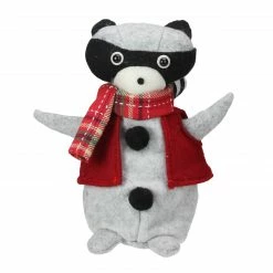 Roman 7" Animated Gray And Flannel Raccoon Tabletop Christmas Decoration