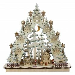 Roman 18.75” LED Cut Woodland Town In A Tree Christmas Tabletop Decor