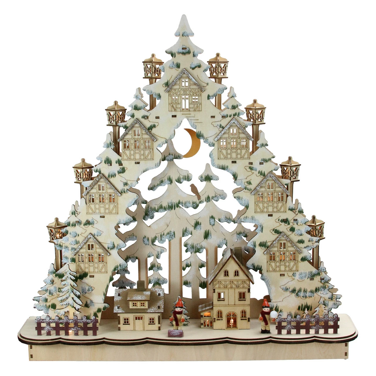 Roman 18.75β LED Cut Woodland Town In A Tree Christmas Tabletop Decor
