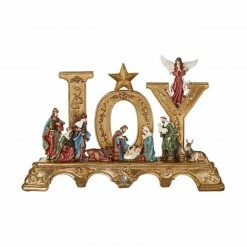 Roman 14.5" Gold And Vibrantly Colored Joy Nativity Tabletop Decor