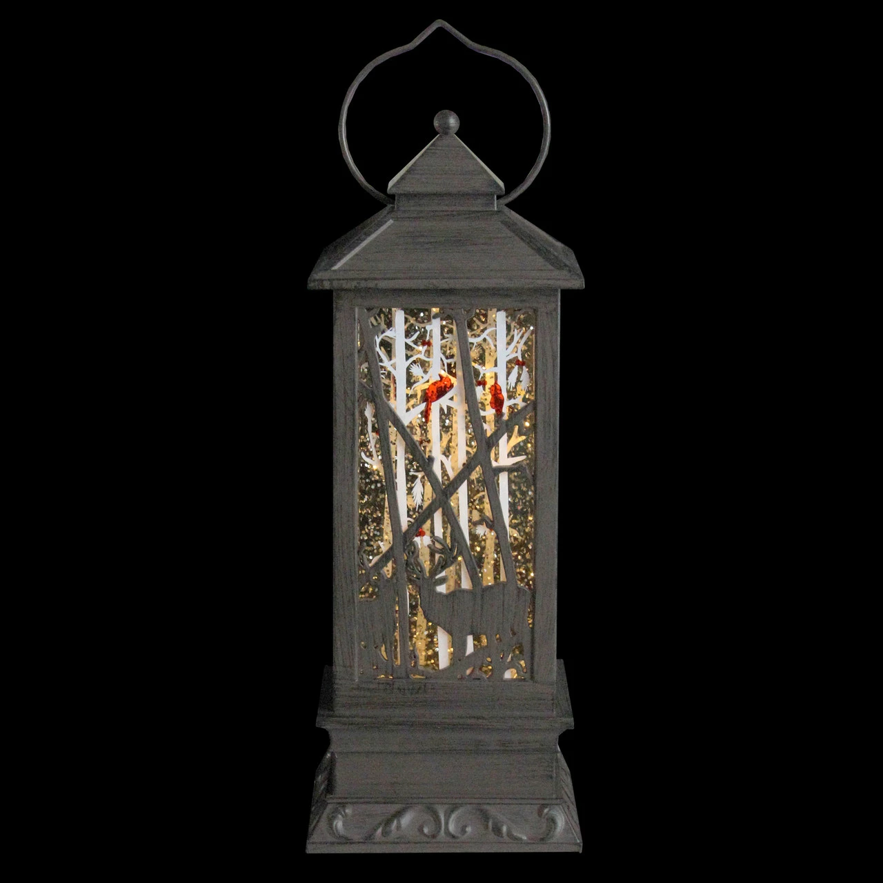 Roman 11" Deer With Cardinals LED Lighted Christmas Lantern - Image 4