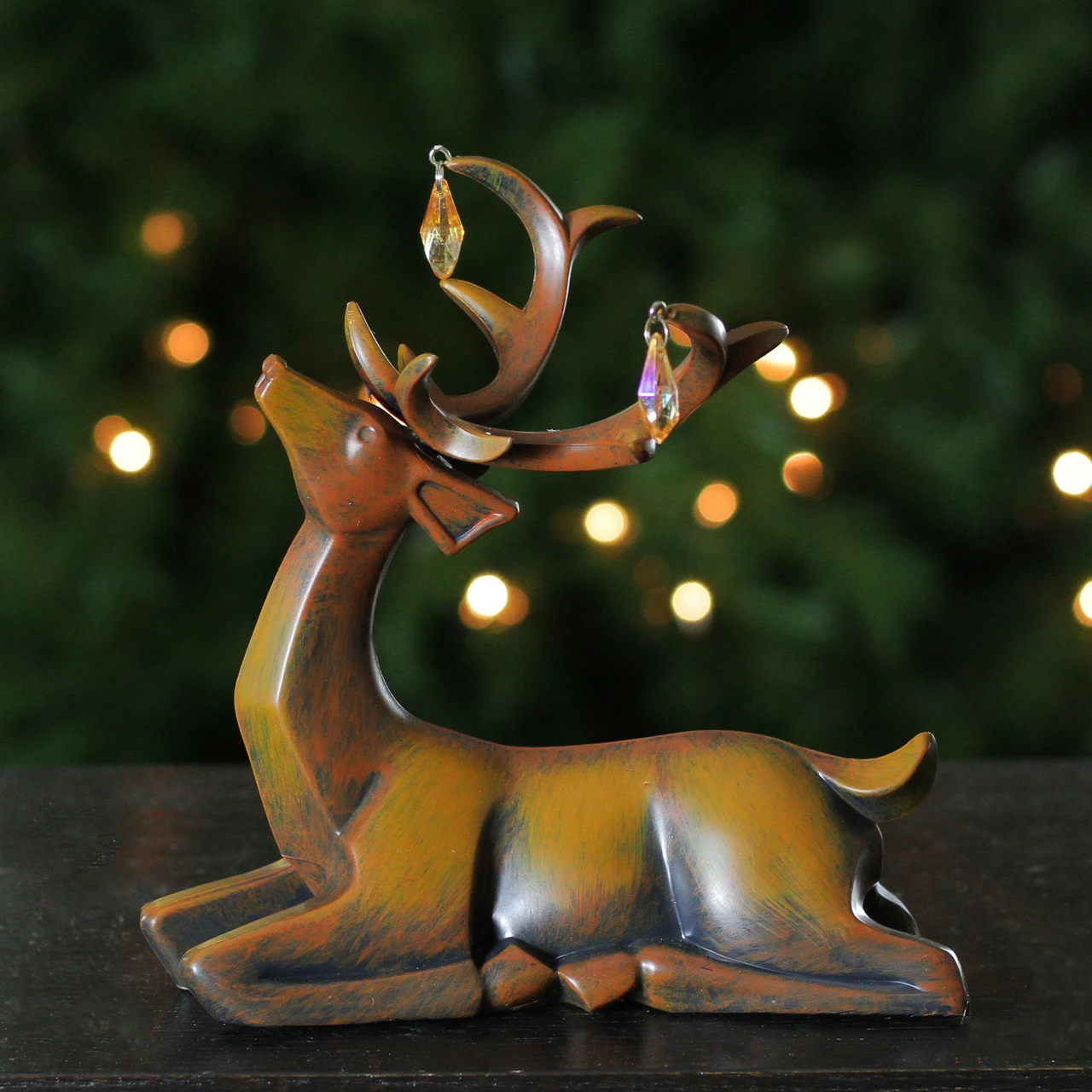 Roman 7.5" Brown Laying Deer Christmas Table Top Decoration - Image 3