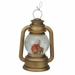 Roman 8" LED Lighted Santa And Sleigh Christmas Lantern Snow Globe