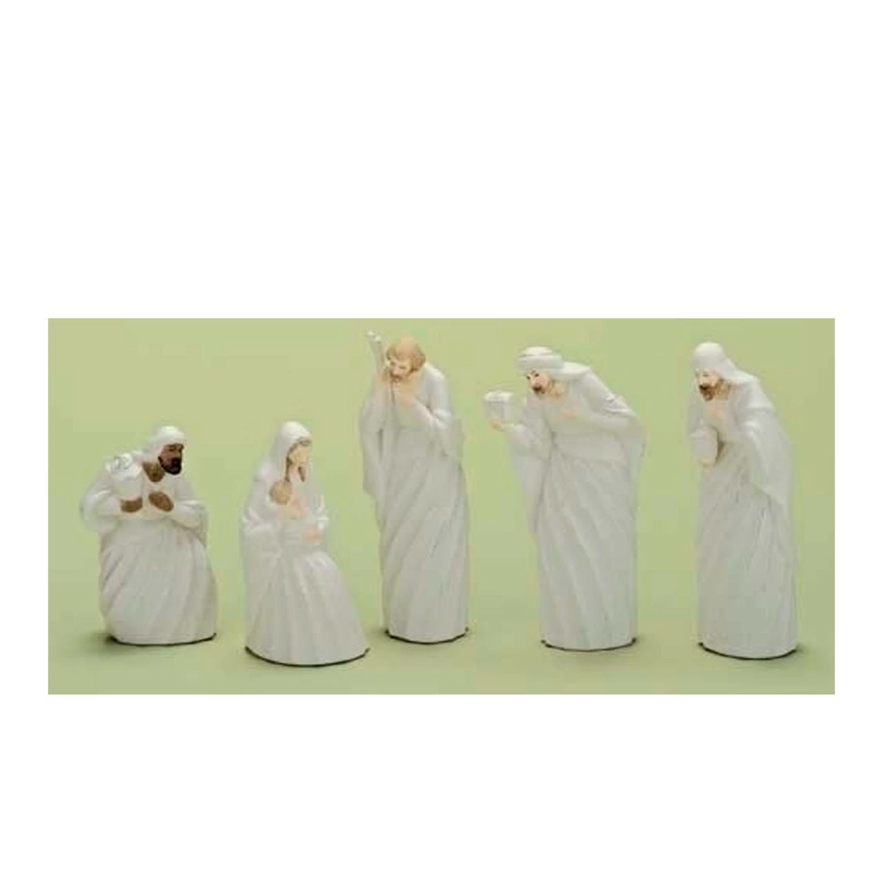 Roman 5pc White And Silver Holy Family With Men Christmas Nativity Figure Set 7.25" - Image 2